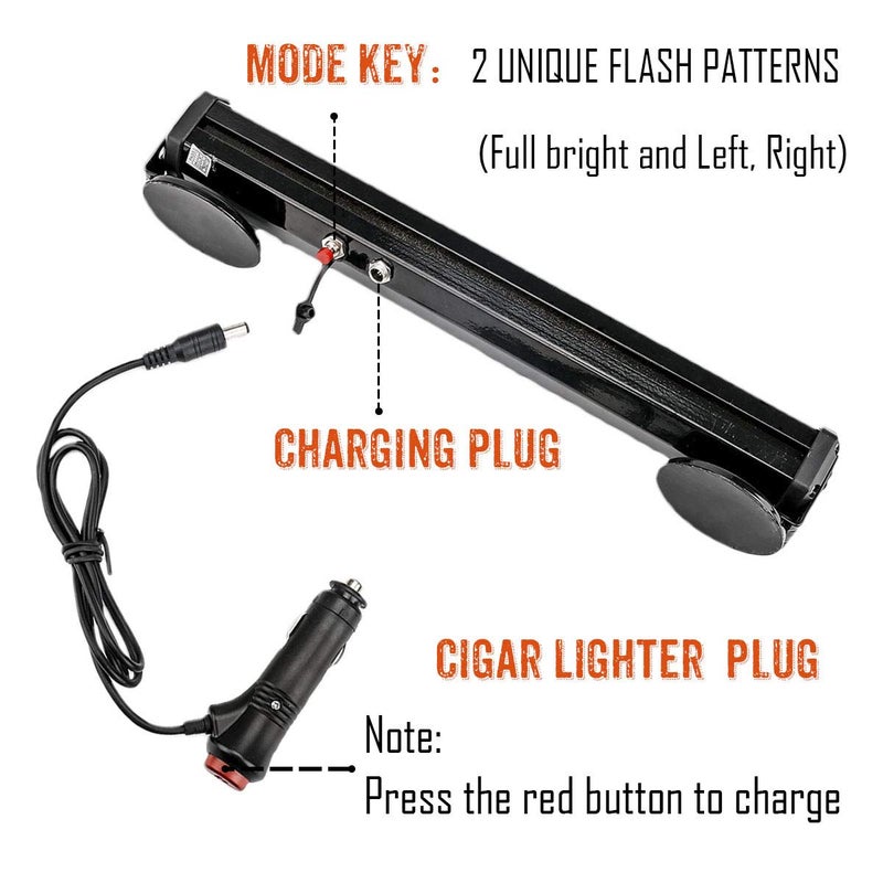LE-JX Blue/Red Wireless Traffic Advisor Emergency Lights Bar Beacon Led Strobe Warning Light Mini Roof Top Plow Hazard Flash 12 Volt with Magnetic Base Mount and Rechargeable Plug (Blue/Red, 12 LEDs) - Image 3